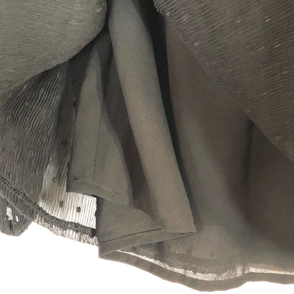 NWT English Factory Smocked Off-the-Shoulder Polka-dot Chiffon Top in Black - Picture 11 of 15